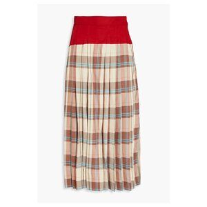 NWT Tory Burch Plaid Silk Skirt | Sz 2 | Red Madras Plaid Claire McCardell Midi